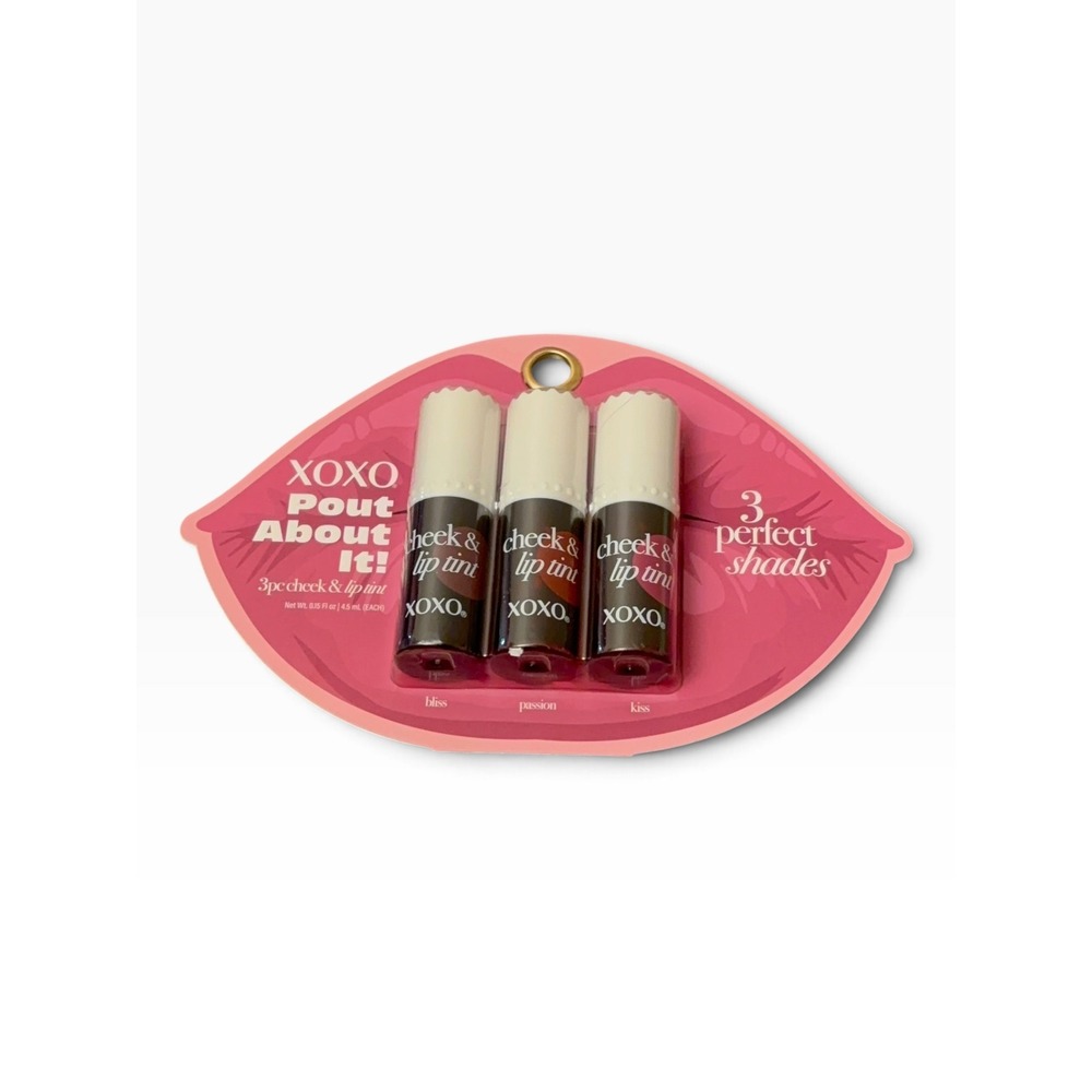 XOXO Pout About It 3pc Cheek & Lip Tint Set Bliss Passion Kiss New NIP